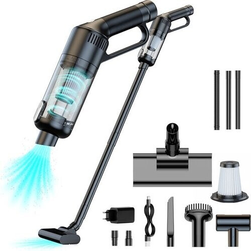 Tweedekans MATTI® 2-in-1 - Steelstofzuiger - Handstofzuiger - Mini Stofzuiger - Kruimelzuiger - 5 Opzetstukken - Zwart Tweedehands