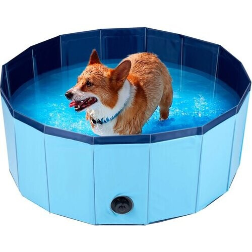 Tweedekans maxxpro Hondenzwembad Opvouwbaar - Antislip - Leegloopventiel - ⌀ 80 cm - Blauw Tweedehands