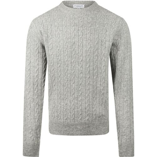 Tweedekans McGregor Cable Crew Neck Sweater Medium Grey Melange - Maat S Tweedehands