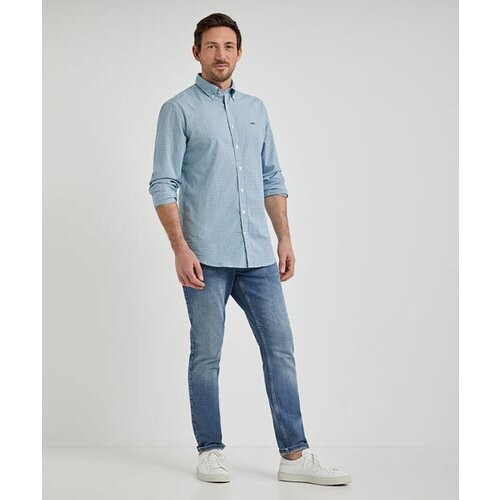 Tweedekans McGregor Overhemd Kleine Ruit - Aqua - Maat L Tweedehands