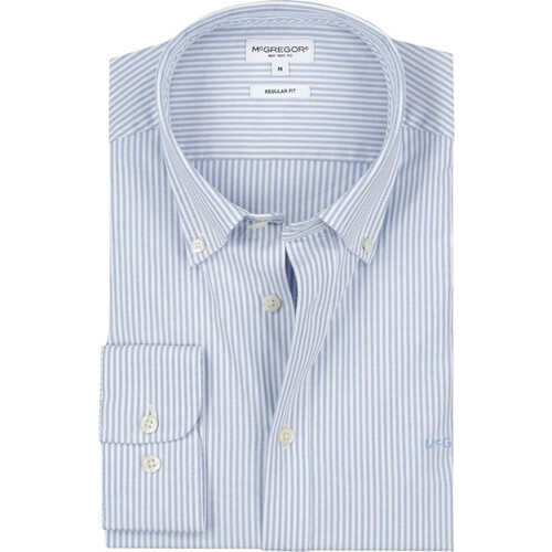 Tweedekans McGregor Stretch Oxford Small Stripe Shirt Heren – maat XXL – light blue – lange mouwen Tweedehands