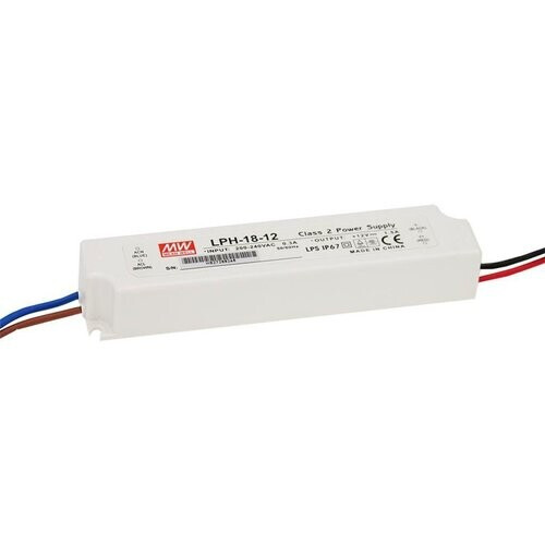 Tweedekans Mean Well LPH-18-12 LED Driver – 12V DC, 18W, IP67 Waterdicht – Constant Voltage AC-DC Tweedehands