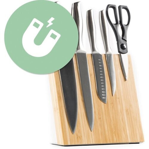 Tweedekans Messenblok Magnetisch 22x23CM - Messenmagneet Zonder Messen - Antislip - Bamboe Messenhouder - Magnetische Messenopberger van Coninx Tweedehands