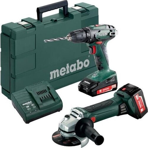 Tweedekans Metabo Comboset 2.4.3 18V Li-Ion accu boor-/schroefmachine (BS 18) & haakse slijper (W 18 LTX) combiset (1 x 2.0Ah accu + 1 x 4.0Ah accu) in koffer Tweedehands
