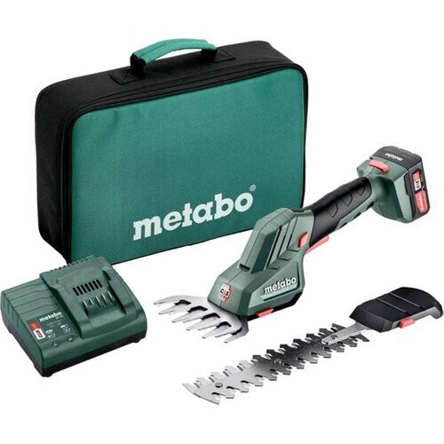 Tweedekans Metabo PowerMaxx SGS 12 Q accugras- en buxusschaar 12 V ( 601608500 ) + 1x accu 2.0 Ah + lader + tas Tweedehands