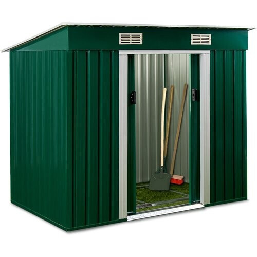 Tweedekans Metalen Tuinhuis - 1,8m² met Fundering Schuifdeuren – Groen Tweedehands