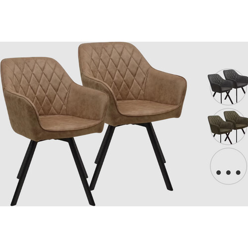 Tweedekans Meubel31 Brione Draaibare Eetkamerstoelen - 2 stuks - Kleur Cognac Tweedehands