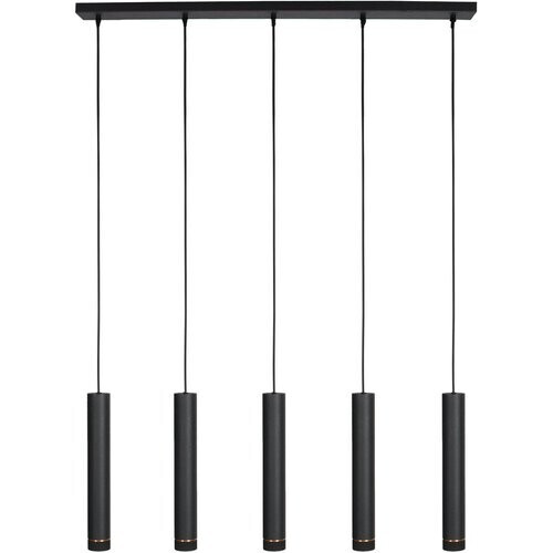 Tweedekans Mexlite Hanglamp DownLume – 5-Lichts – Zwart Metaal – Grote Eettafellamp – GU10 – Modern Design Tweedehands