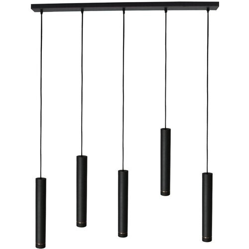 Tweedekans Mexlite Hanglamp DownLume – 5-Lichts – Zwart Metaal – Grote Eettafellamp – GU10 – Modern Design Tweedehands