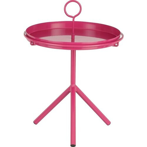 Tweedekans Mica Decorations Aston Bijzettafel met Afneembaar Dienblad - H42 x Ø31 cm - Metaal - Fuchsia Tweedehands