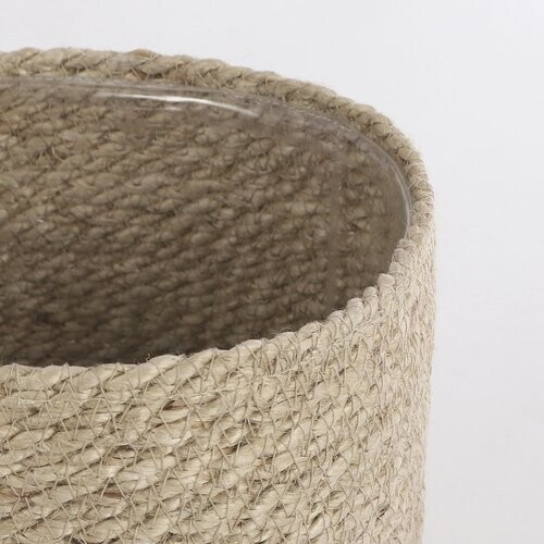 Tweedekans Mica Decorations Atlantic Plantenmand – H 20 x Ø 20 cm – Handgemaakt Jute – Crème – Met Plastic Voering Tweedehands