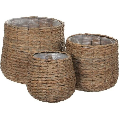 Tweedekans Mica Decorations Avalon Plantenmand - Set van 3 - H31 x Ø30 cm - Zeegras - Lichtbruin Tweedehands