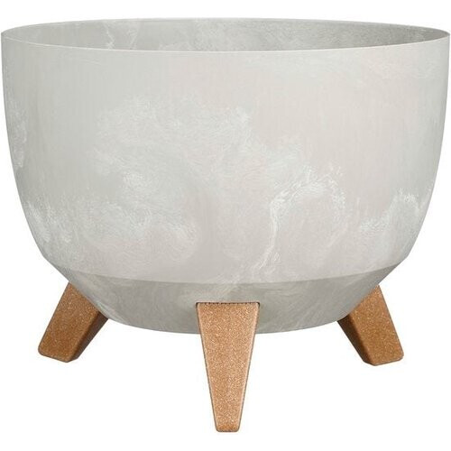 Tweedekans Mica Decorations Doppio Plantenbak op Poten - 18,5 x Ø29 cm - Plantenbakken voor Buiten - Bloembakken voor Balkon - Gerecycled Plastic - Grijs Tweedehands