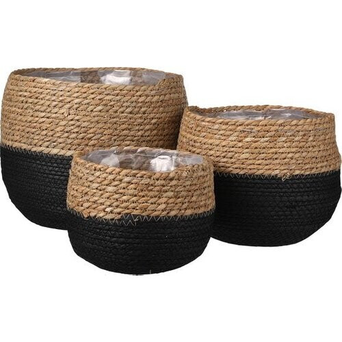 Tweedekans Mica Decorations Jorck Plantenmand - Set van 3 - H24 x Ø26 cm - Zwart Tweedehands
