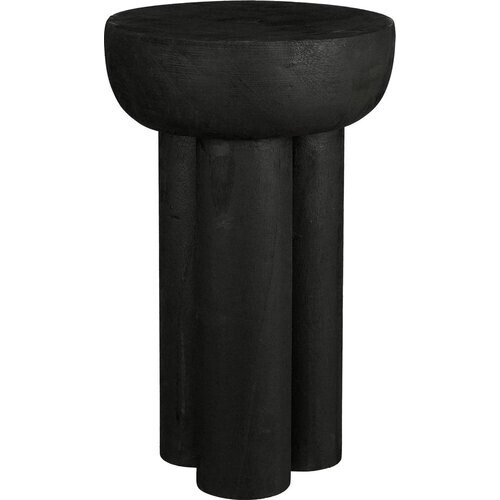 Tweedekans Mica Decorations Latty Bijzettafel – Ø30 x H50 cm – Massief Paulownia Hout – Zwart – Industrieel Design Tweedehands