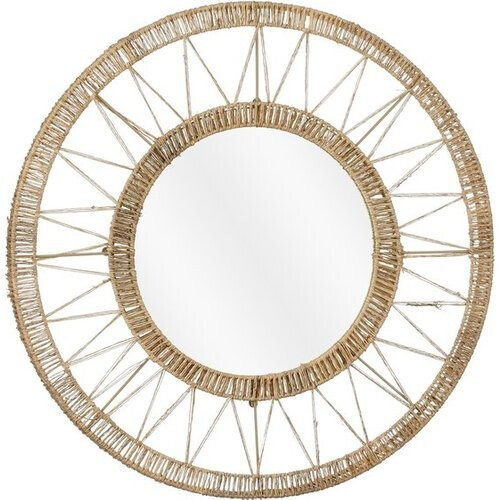 Tweedekans Mica Decorations Ludy Wandspiegel - H5 x Ø60 cm - Jute - Lichtbruin Tweedehands