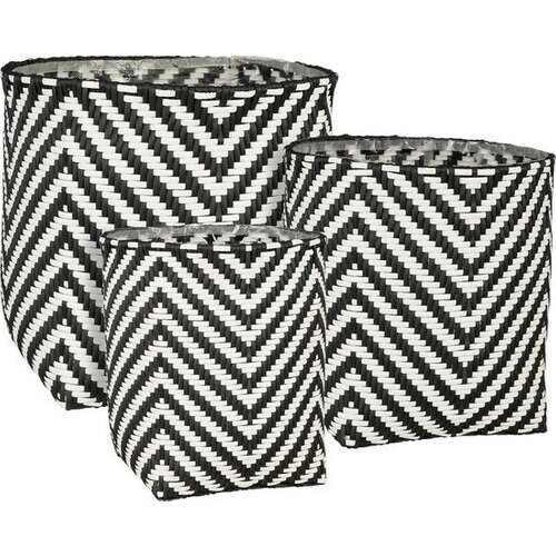 Tweedekans Mica Decorations Merlijn Plantenmand - Set van 3 - Zwart, Wit Tweedehands