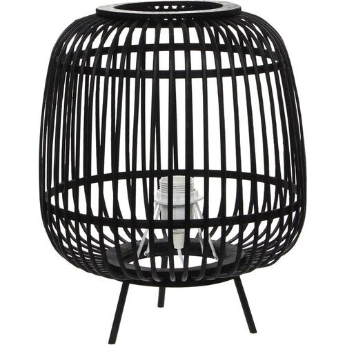 Tweedekans Mica Decorations Nimes Tafellamp - H37 x Ø29 cm -  25 W - Bamboe - Zwart Tweedehands