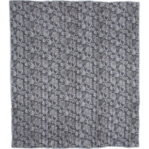 Tweedekans Mica Decorations Deken - Bloemenpatroon - 150 x 130 cm - Zwart Tweedehands