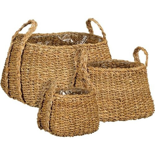 Tweedekans Mica Decorations Plantenmand - Set van 3 - H25 x Ø35 cm - Bruin Tweedehands