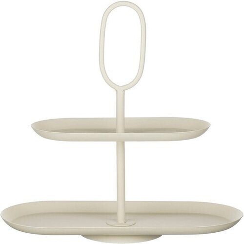 Tweedekans Mica Decorations Rama Etagère – Etagere voor Serveren en Presenteren – Ook te gebruiken als Serveerplateau of Cake Stand – Praktische Serveertoren van IJzer – L38 x B17 x H37 cm – Crème Tweedehands