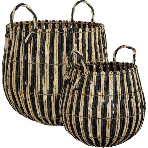 Tweedekans Mica Decorations Ronda Mand - Set van 2 - H40 x Ø44 cm - Zwart Tweedehands