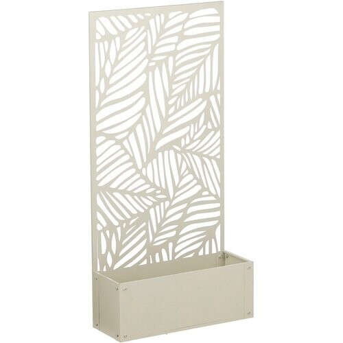 Tweedekans Mica Decorations Sapri Plantensteun - Plantenbak met Klimrek voor Klimplanten - Plantenstandaard Vrijstaand of tegen Muur - 57,5 x 21 x 118 cm - Off White Tweedehands
