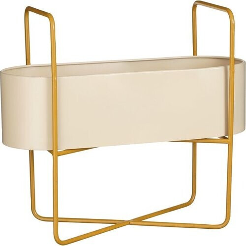 Tweedekans Mica Decorations Shandy Staande Plantenbak - L54 x B23 x H48 cm - Metaal - Off White, Lichtbruin Tweedehands