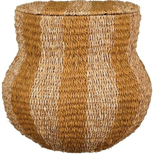 Tweedekans Mica Decorations Tacoma Opbergmand met Deksel - H47 x Ø50 cm - Jute - Geel Tweedehands
