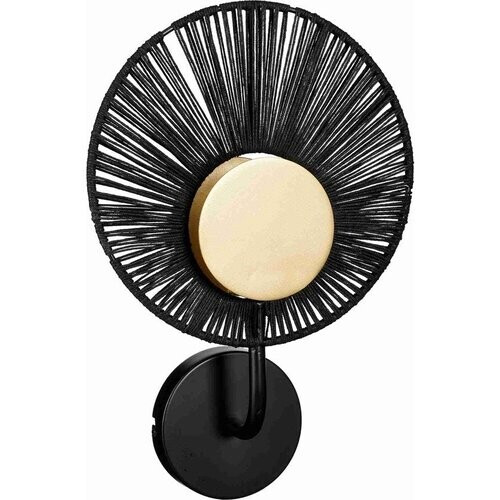Tweedekans Mica Decorations Wandlamp Helge - 26x12x39 cm - Jute - Zwart Tweedehands