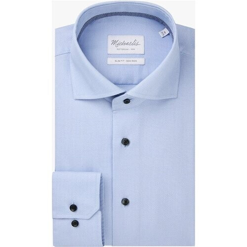 Tweedekans Michaelis slim fit heren overhemd - Oxford - blauw - Strijkvriendelijk - Boordmaat: 43 Tweedehands