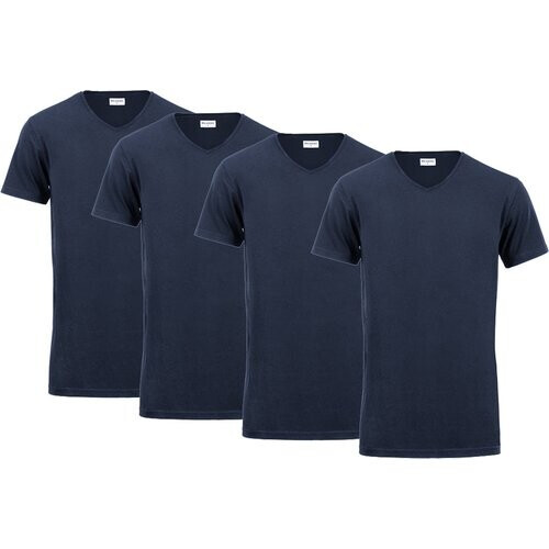 Tweedekans Milanoro - 2XL - T-shirt - Extra lang - 4-pack - 100% katoen - Marineblauw Tweedehands