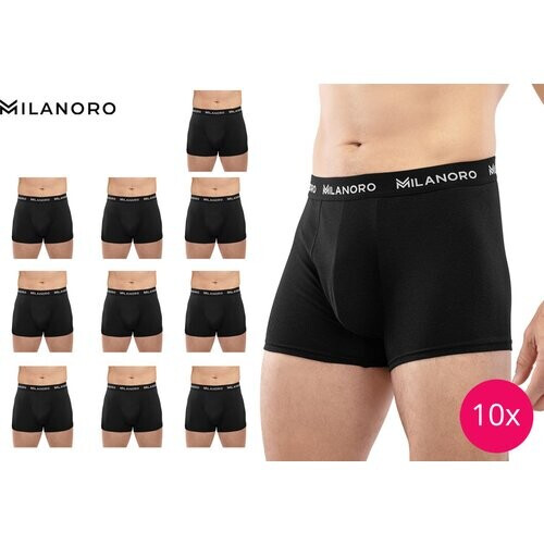 Tweedekans Milanoro boxershorts - zwarte set van 10 - Katoen - Zwart - maat M Tweedehands