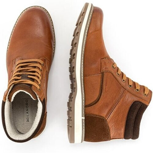Tweedekans Milanoro - Elegante lederen herensneakers - Cognac - Maat 42 Tweedehands