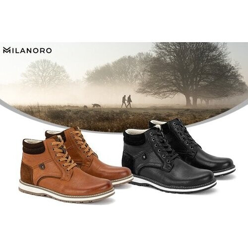 Tweedekans Milanoro - Elegante lederen herensneakers - Zwart - Maat 43 Tweedehands