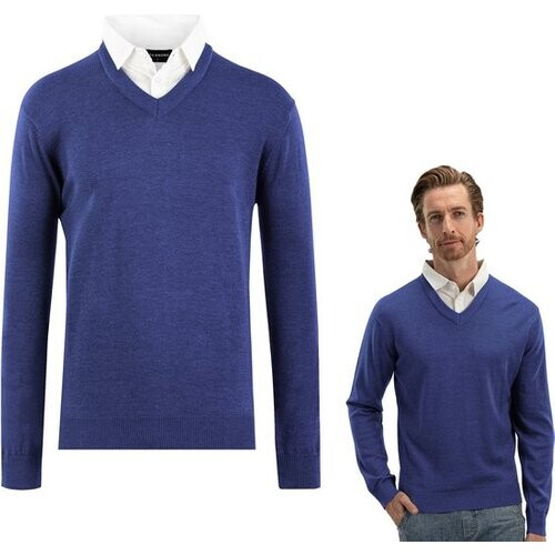 Tweedekans Milanoro - Herenpullover met overhemdkraag - Blauw - XL Tweedehands