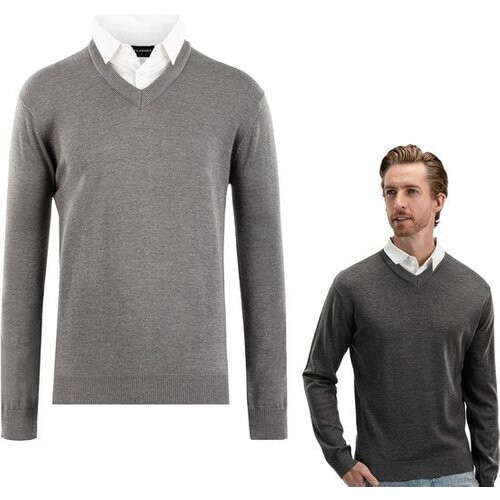 Tweedekans Milanoro - Herenpullover met overhemdkraag - Donkergrijs - S Tweedehands
