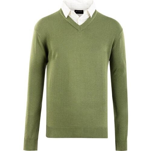 Tweedekans Milanoro - Herenpullover met overhemdkraag - Olijfgroen - M Tweedehands