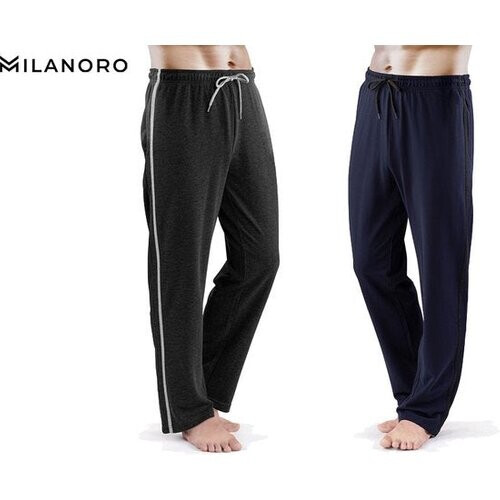Tweedekans Milanoro - Set van 2 sportieve, comfortabele joggingbroeken voor heren - Marineblauw/Antraciet - S Tweedehands