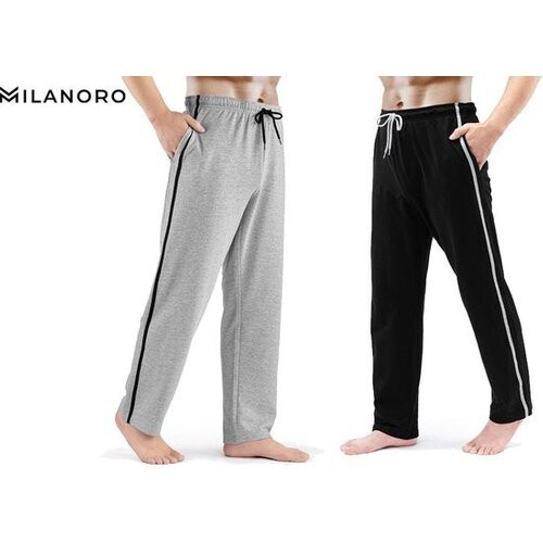 Tweedekans Milanoro - Set van 2 sportieve, comfortabele joggingbroeken voor heren - Zwart/Grijs - M Tweedehands