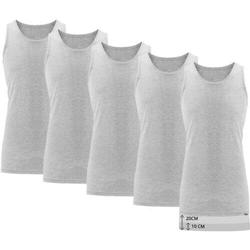 Tweedekans Milanoro - Set van 5 extra lange ondershirts voor heren - Lichtgrijs - L Tweedehands
