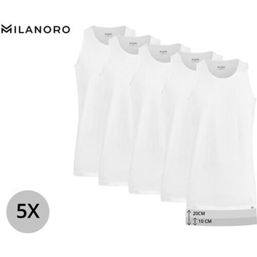 Tweedekans Milanoro - Set van 5 extra lange ondershirts voor heren - Wit - L Tweedehands