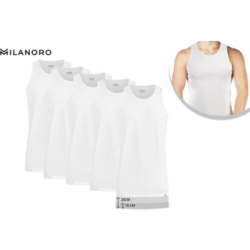 Tweedekans Milanoro - Set van 5 extra lange ondershirts voor heren - Wit - XL Tweedehands