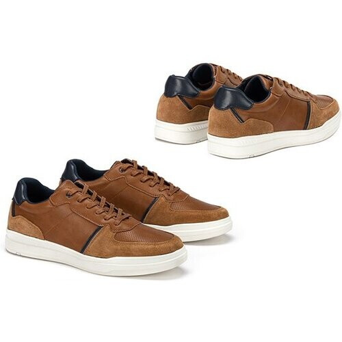 Tweedekans Milanoro - Stijlvolle lederen herensneakers - Cognac - Maat 46 Tweedehands