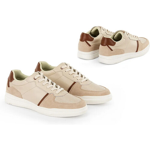 Tweedekans Milanoro Stijlvolle lederen herensneakers - Maat 44 - beige Tweedehands
