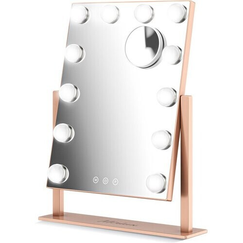 Tweedekans Mirlux Make Up Hollywood Spiegel met Verlichting - Visagie - Dimbaar LED Lampen Licht - 12 Lampen - Rosé Goud Tweedehands