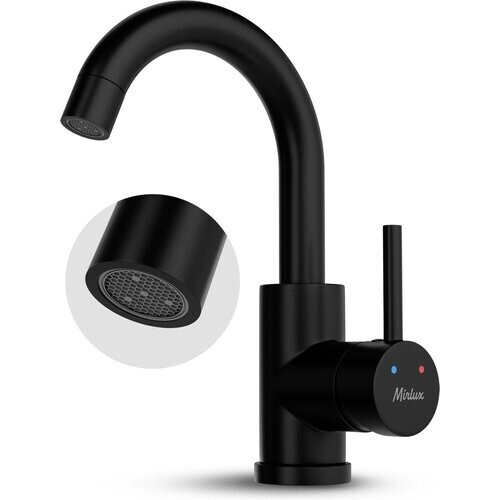 Tweedekans Mirlux Wastafelkraan Zwart 24,5 × 17 × 5 cm – Mengkraan Badkamer voor Koud en Warm Water Tweedehands