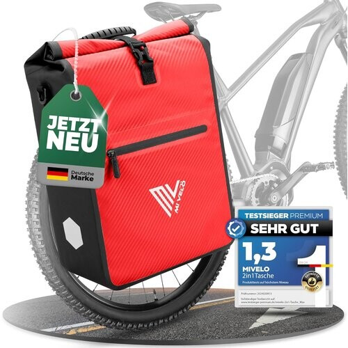 Tweedekans MIVELO 2-in-1 Waterdichte Fietstas voor Bagagedrager - Roodcarbon - 22 L Tweedehands