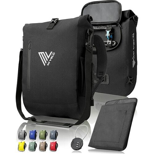 Tweedekans Mivelo 3 in 1 fietstas - fietsrugzak - schoudertas waterdicht 100% PVC-vrij, met laptopvak, bagagedragertas voor alle soorten fietsdragers - Zwart Tweedehands