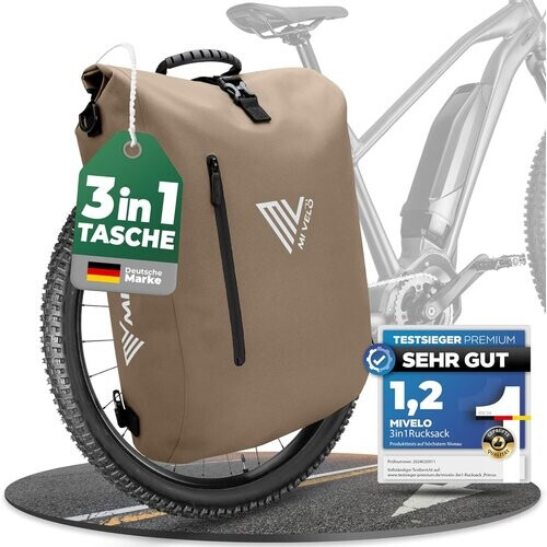 Tweedekans MIVELO 3-in-1 Waterdichte Fietstas met Laptopvak en Slot - PVC-vrij - Zandbeige - 20 L Tweedehands